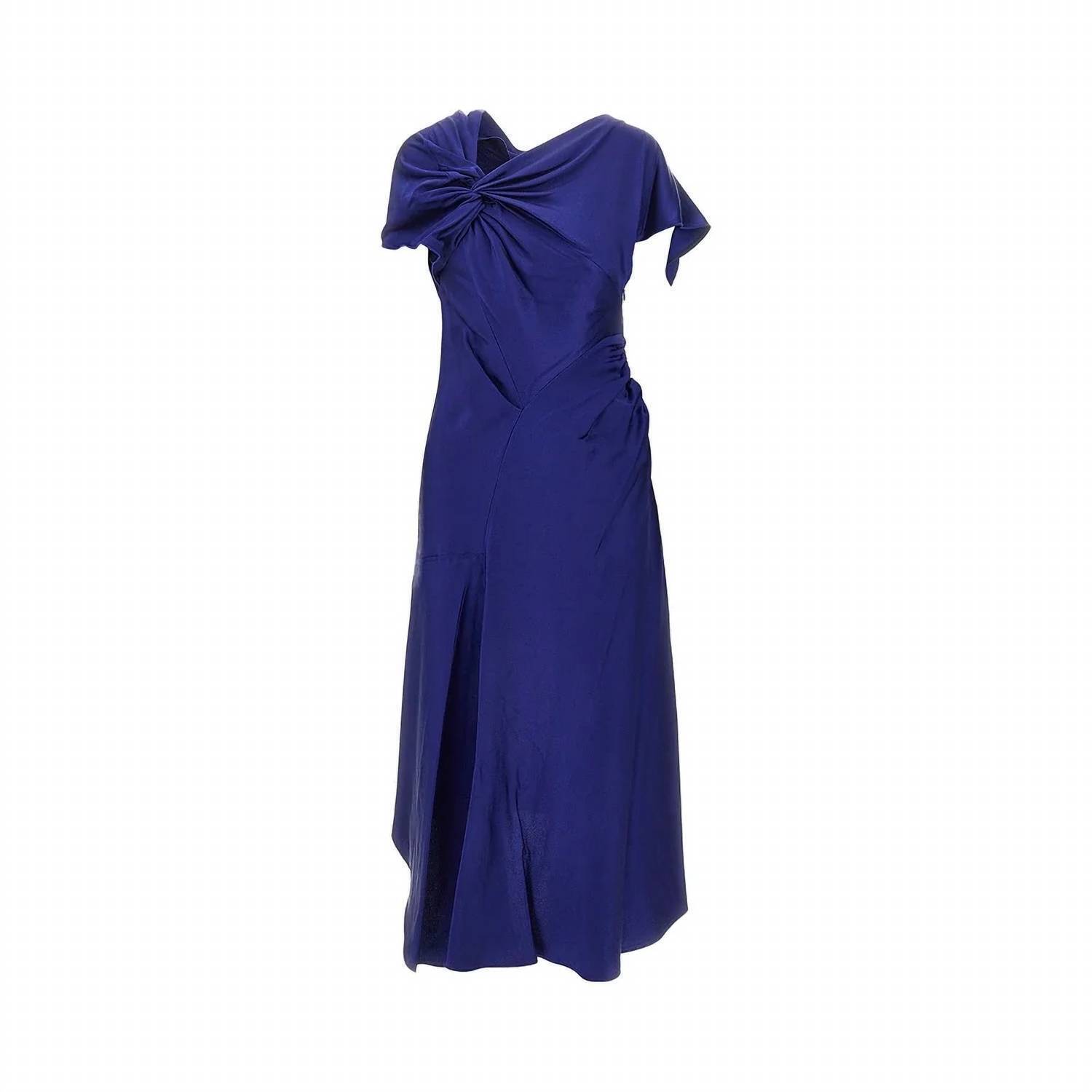 New Victoria Beckham Women's Crepe Back Satin Asymmetrical Midi Dress In Bright